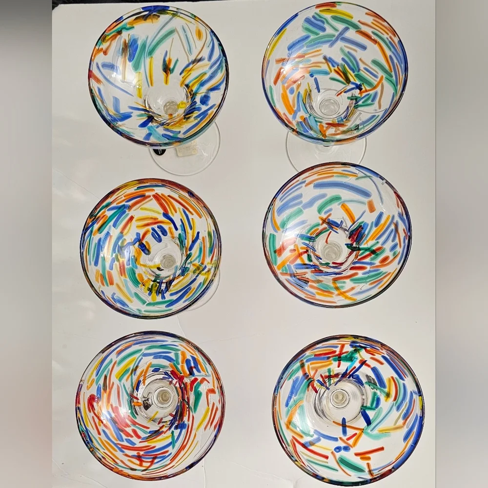 Pier 1 Margarita Glasses Pier 1 Glasses Pier 1 Confetti Glasses Mouth Blown NEW